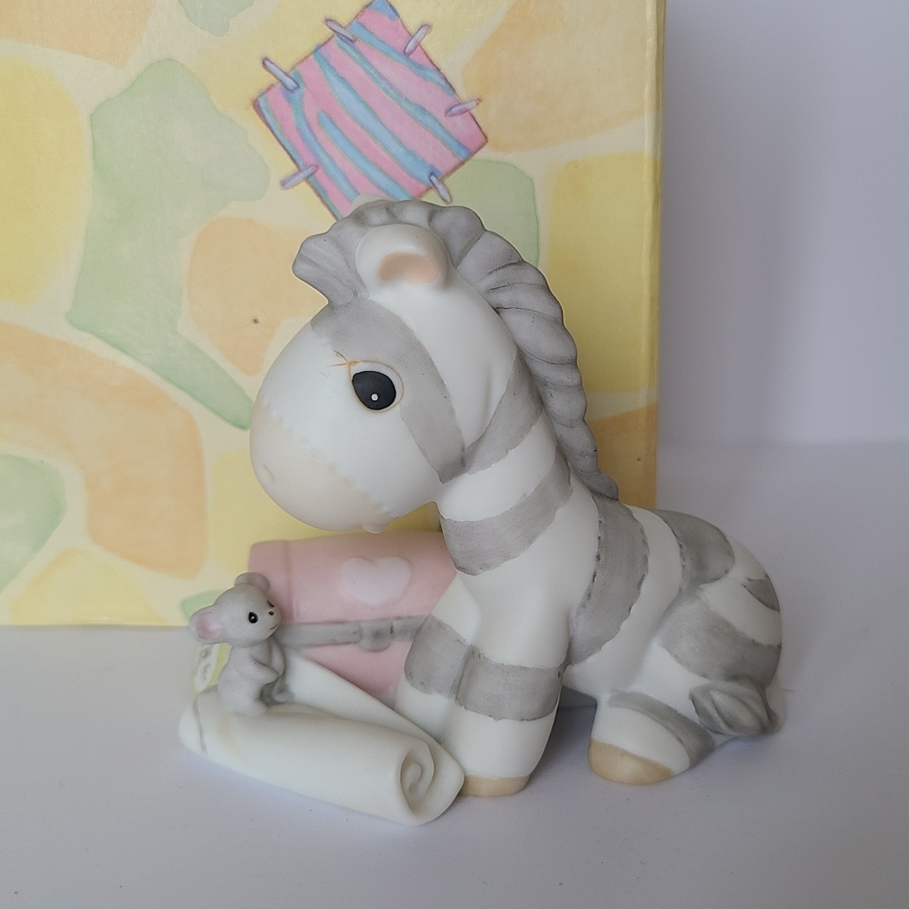 Vintage Precious Moments Zebra Mouse Friendship Collectible Porcelain Figurine